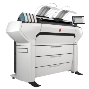 Oce ColorWave 3700 6 Roll with Scanner MFP Left Angle AE Blue Tech Plotter Printer Fond du Lac Milwaukee WI